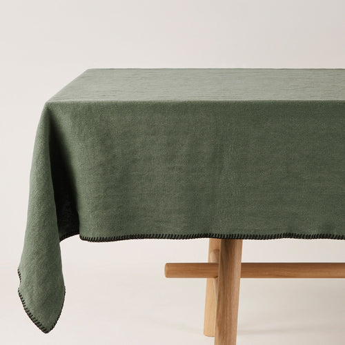 Madura Rechthoekig tafelkleed Nino grijs kaki en zwarte slinger 140x250 cm