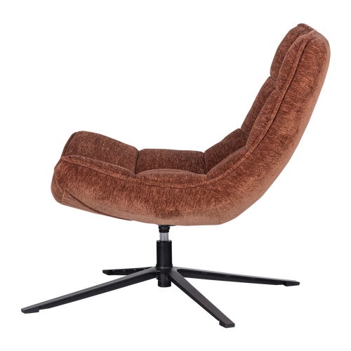 WOOOD draaifauteuil Maudi - Chenille - Bruin - 84x74x86