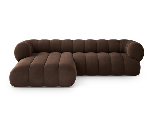 Cosmopolitan Design linker hoekbank Koge 5-zits, flueel chocolade - 165x270x70cm