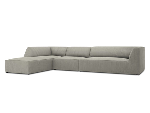Micadoni linker hoekbank Ruby 5-zits, ribfluwelen, lichtgrijs - 180x366x69cm