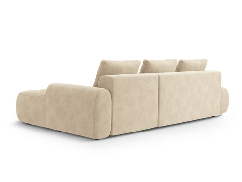 Cosmopolitan Design Converteerbare hoekbank rechts met opbergdoos Linz 3-zits, flueel lichtbeige - 142x275x84cm