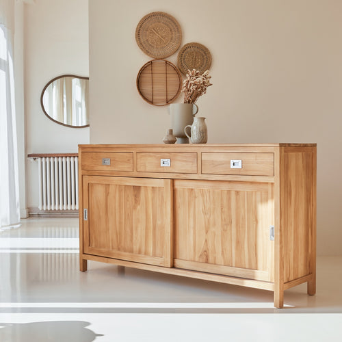 Tikamoon Massief teakhouten dressoir 180 cm - Naturel - vtwonen shop