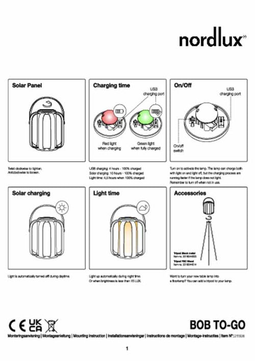 Nordlux Bob Tafellamp Buiten - -Solar - Ø32cm - LED - 2700K - IP44 - Naturel - vtwonen shop