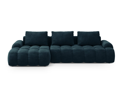 Cosmopolitan Design Uitklapbare hoekbank links met opbergdoos Linz 3-zits, flueel diepe olie - 142x275x84cm