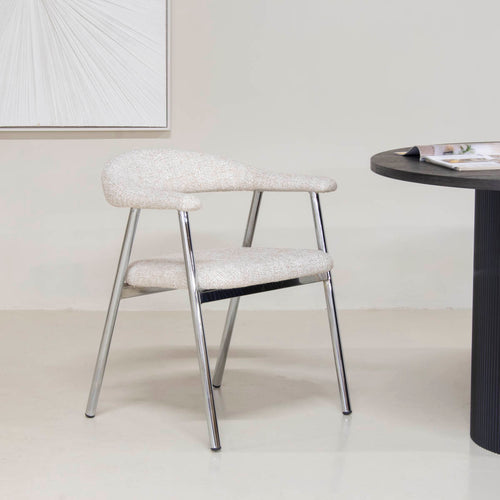 DÉJA Living Eetkamerstoel Sorø - Beige/Chrome - Set van 2