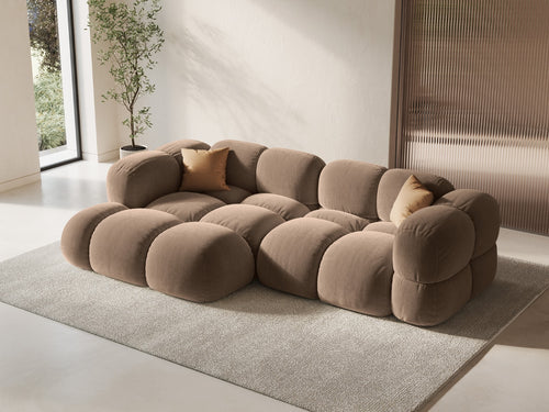 Cosmopolitan Design linker hoekbank Loretto 3-zits, flueel donkerbeige - 147x250x68cm