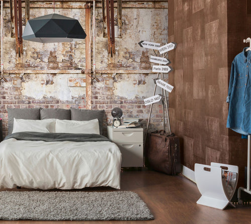 Livingwalls fotobehang stenen muur crème, bruin en beige - 159 x 280 cm - AS-392531