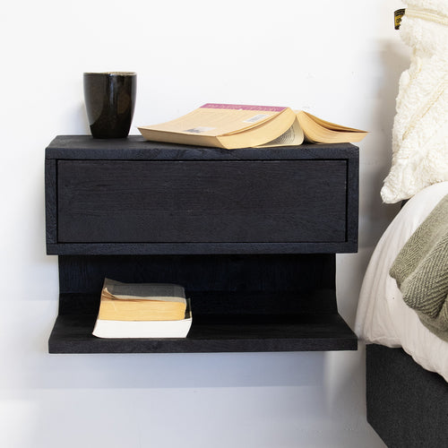 Giga Meubel Nachtkastje Malma - Zwart - Mangohout - 45x30x30cm - vtwonen shop