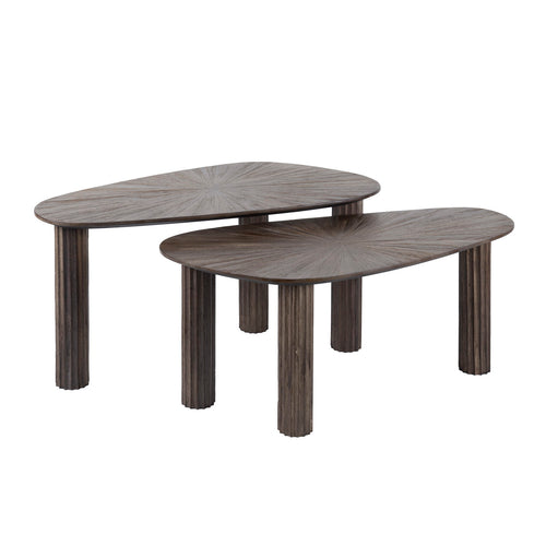 Giga Meubel Salontafel Maya - Donkerbruin Hout - Set van 2 - 84x39x43cm - vtwonen shop