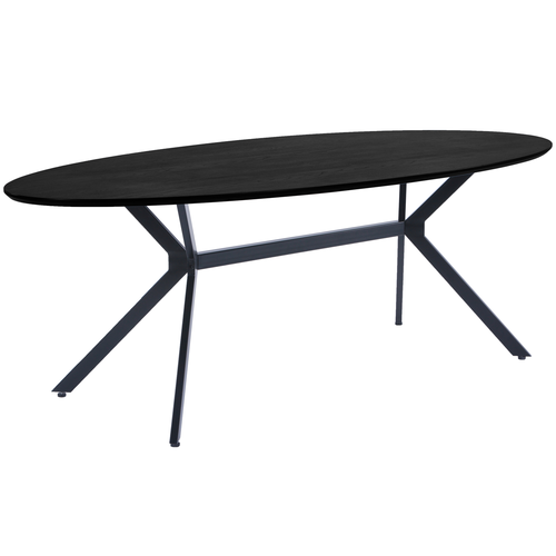 WOOOD eettafel Bruno Ovaal - Mdf - Zwart - 75x220x100 - vtwonen shop