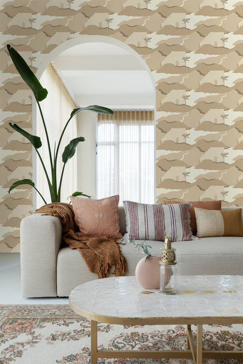 ESTAhome behang mediterrane huisjes beige - 50 x 900 cm - 139624 - vtwonen shop