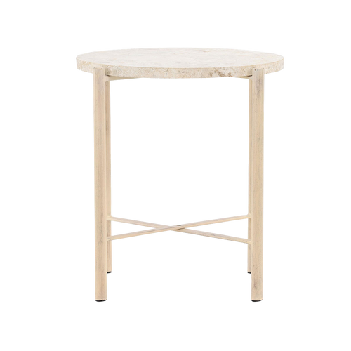 Nest living Thora Ronde Bijzettafel met Stenen Blad - Beige - Ø 40cm - vtwonen shop