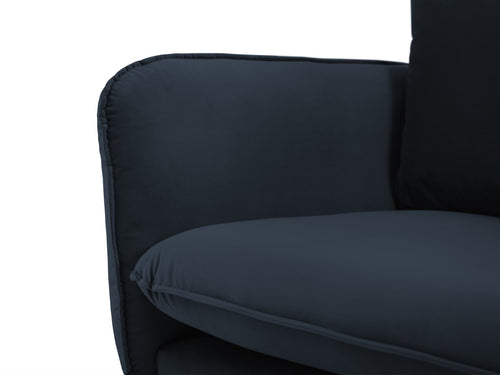 Cosmopolitan Design linker hoekbank Vienna 6-zits, flueel, donkerblauw - 185x275x95cm