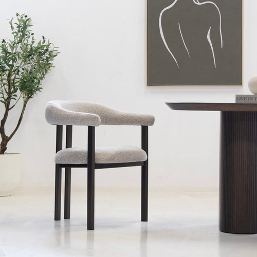 DÉJA Living Eetkamerstoel Odense - Stof - Taupe/Brons - Set van 2