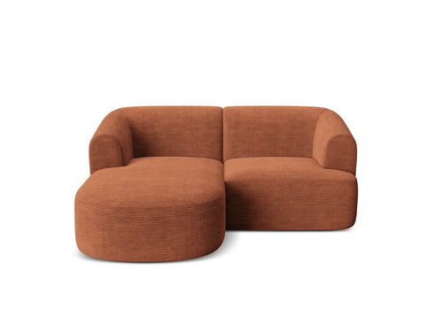 Cosmopolitan Design Modulaire hoekbank links Campi 3-zits, ribfluwelen terracotta - 156x180x70cm