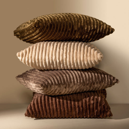 MART - sierkussen 45x45 cm - zacht ribfluweel - corduroy - Driftwood - taupe