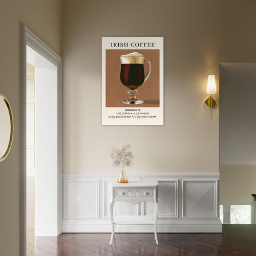 Artfulprints Poster met Lijst Irish Coffee - Ingrediënten   - 50x70 cm - Bruin
