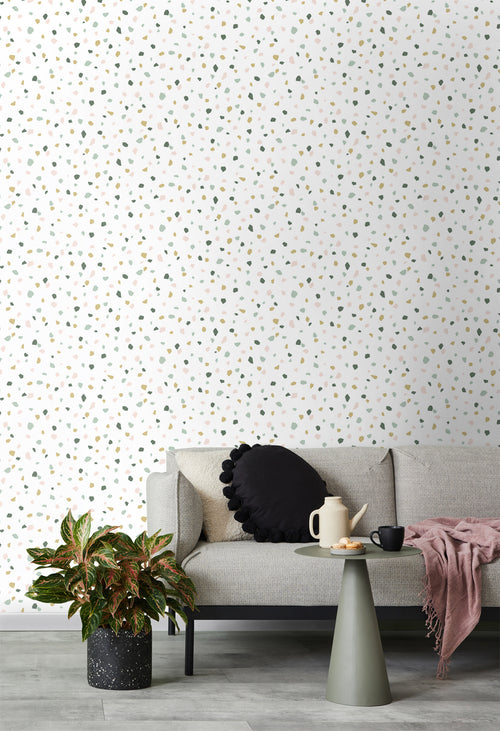 Walls4You behang terrazzo multicolor op wit - 53 cm x 10.05 m - 935313