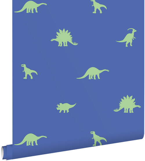 ESTAhome behang dinosaurussen blauw en groen - 50 x 900 cm - 131799