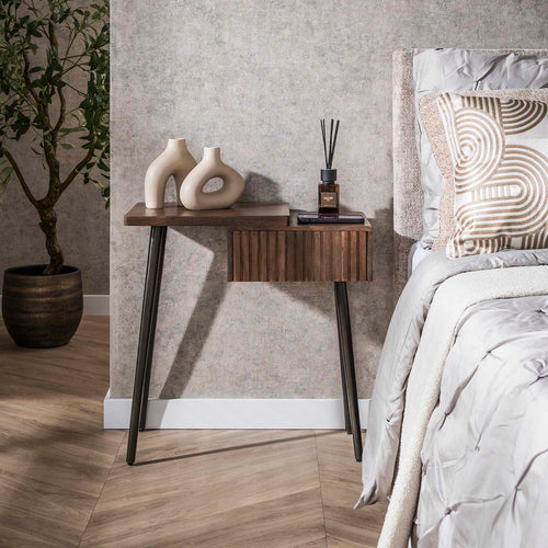 Giga Meubel Nachtkastje Carve Links - Bruin Acaciahout - 60x30x61cm