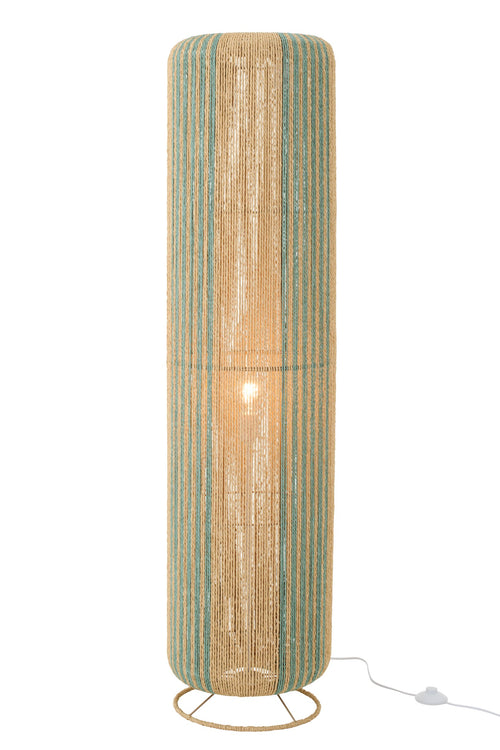 J-Line lamp Touw Cilinder - metaal - turkoois/naturel - large