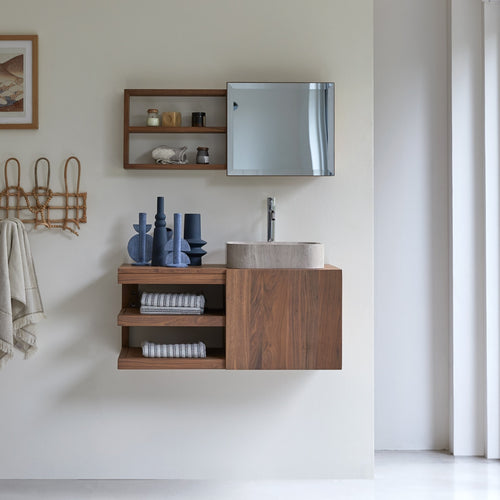 Tikamoon Badmeubel van massief notenhout 90 cm - Donkerbruin - vtwonen shop