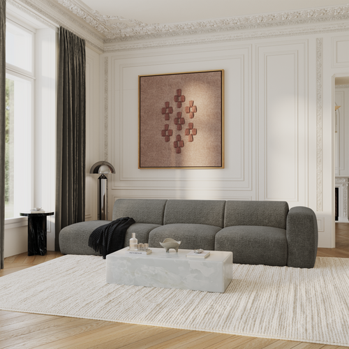 Sia Home - Rechte bank MYRA - Fluweel met patroon - Grijs - 310cm - vtwonen shop