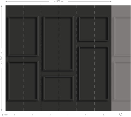 ESTAhome fotobehang wandpanelen zwart - 300 x 300 cm - 158940 - vtwonen shop