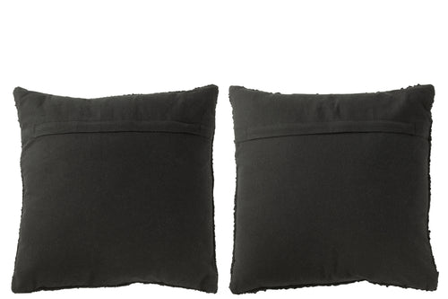 J-Line kussen Vierkant los/dicht - weven - katoen - zwart - 2 stuks - vtwonen shop