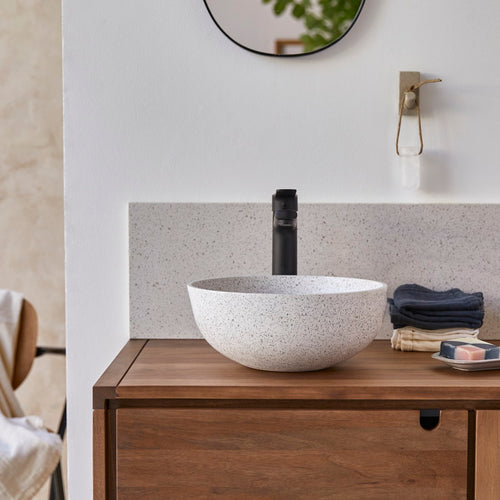 Tikamoon Ronde waskom van wit premium terrazzo ∅ 32 cm - Wit