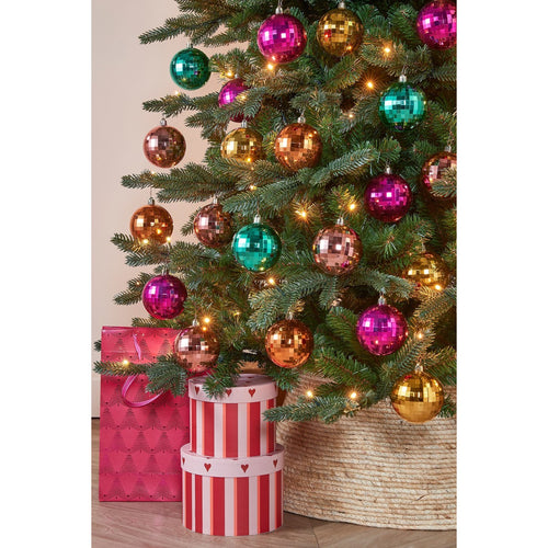 Mica Decorations Bal onbreekbaar goud groen roze oranje fuchsia 30 stuks - d8cm