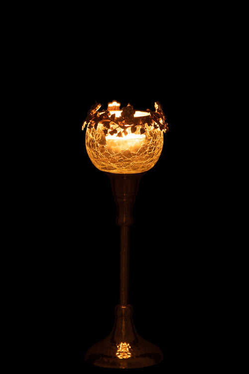 J-Line theelichthouder Viane - metaal/glas - goud - medium