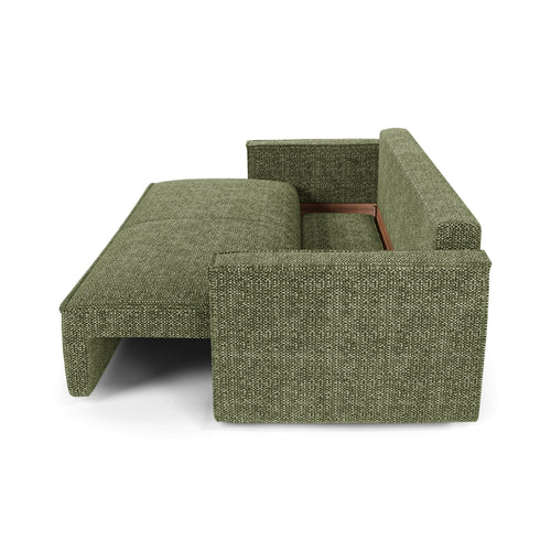 Premium Interiors - Slaapbank met opbergruimte  - stof met tweed-effect groen 254cm