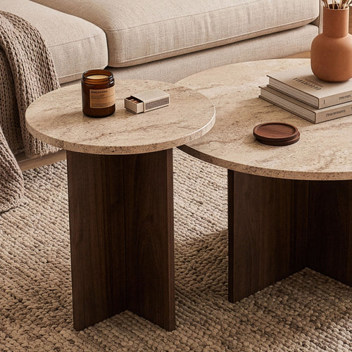 Calicosy - TILIA Set van 2 salontafels - Naturel - 70x70x40 cm