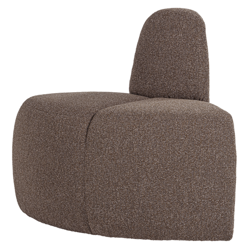 WOOOD eetbank hoek rond rugleuning Mojo - Bouclé - Bruin Melange - 83x100x74