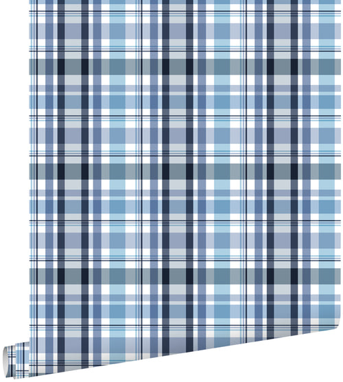 ESTAhome behang ruiten blauw - 53 cm x 10.05 m - 138820