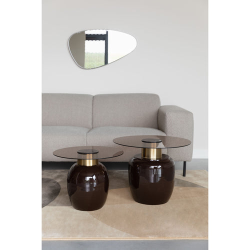 Housecraft Living Mohra Bijzettafel Glas/ Metaal 50x50 cm (S) - Beige/ Zwart - vtwonen shop