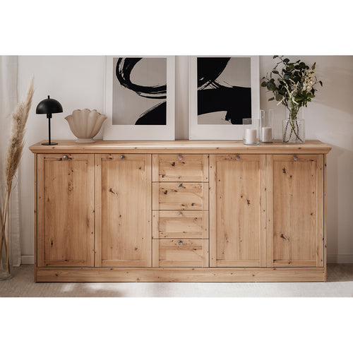 Calicosy - TIMBER Buffetkast met 4 deuren - Eiken - 40x200x90 cm
