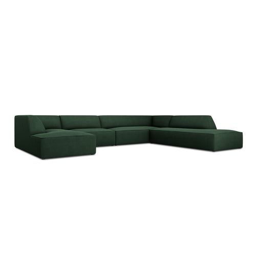 Cosmopolitan Design - Panoramische hoekbank rechts Siena 7-zits, structurele stof groente - 273x366x69cm