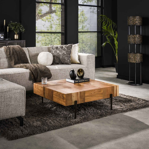Giga Meubel Salontafel Blocks - Naturel Acaciahout - 90x90x35cm - vtwonen shop