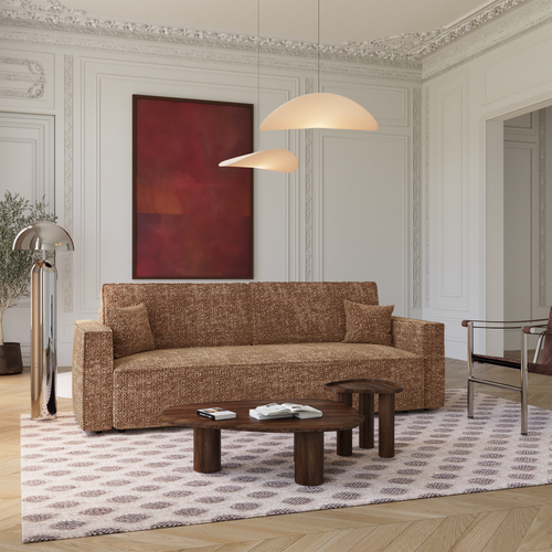 Premium Interiors - Slaapbank met opbergruimte  - stof met tweed-effect karamel 254cm
