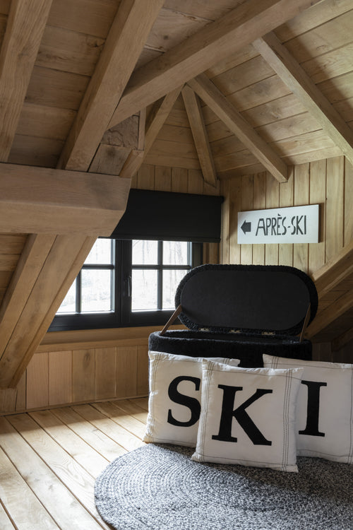 J-Line kussen S-K-I - katoen - wit - 3 stuks