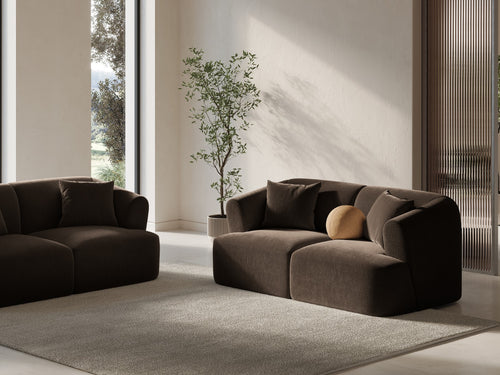 Cosmopolitan Design Modulaire bank Campi 2-zits, flueel chocolade - 90x180x70cm