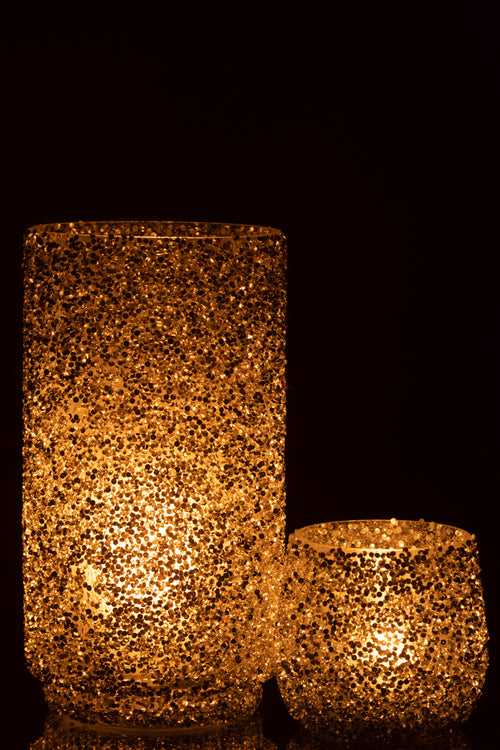 J-Line windlicht Glitter - glas - zilver - large - vtwonen shop