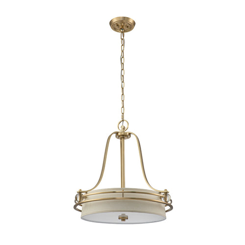 Elstead Quoizel Gotham Cilindrische hangende plafondlamp van geborsteld messing