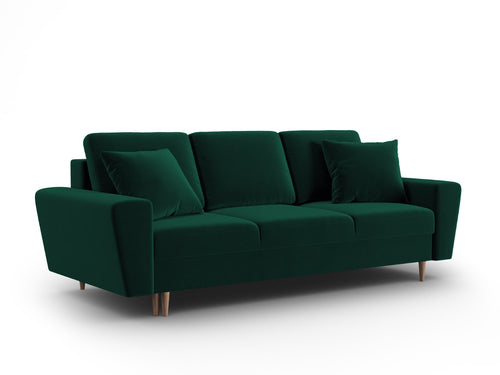 Cosmopolitan Design Slaapbank met opbergdoos Kyoto 3-zits, flueel flessengroen - 100x235x88cm