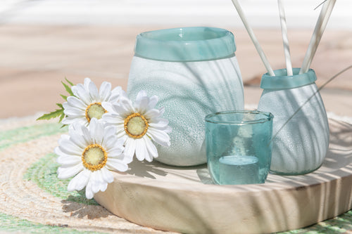 J-Line windlicht Bubbels - glas - aqua - small - 6 stuks - vtwonen shop