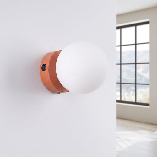 Sollux Lighting Wandlamp YOLI 1 rode oker met schakelaar - 12x14x12cm