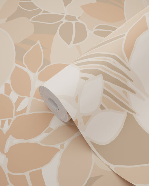 ESTAhome behang bladeren beige en licht terracotta - 50 x 900 cm - 139846 - vtwonen shop