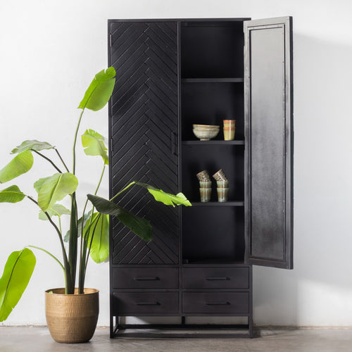 Giga Meubel Wandkast Isa - Zwart Hout - 90x40x200cm